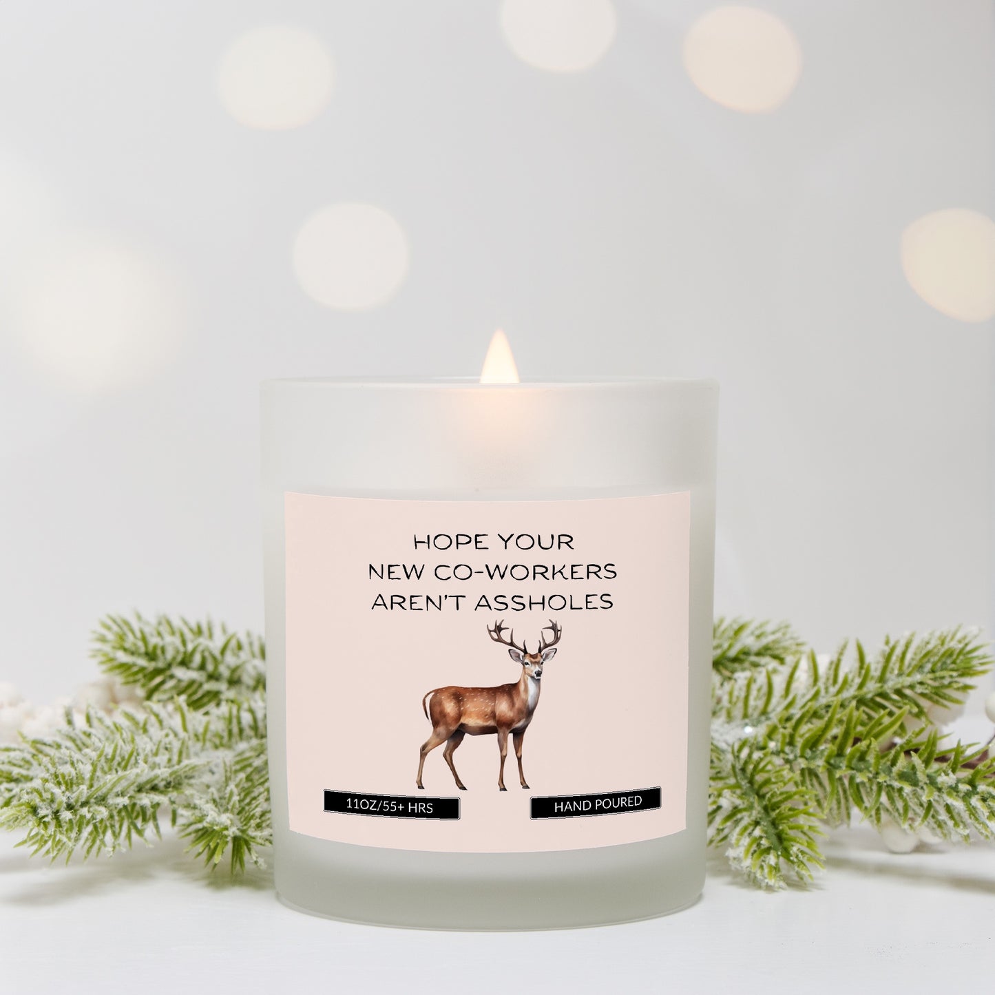 Funny New Job Gift, Co-worker, BFF, Office Humor, WoodWick, Bamboo Lid, Many Scents, Frosted Glass Candle (Hand Poured 11 oz)