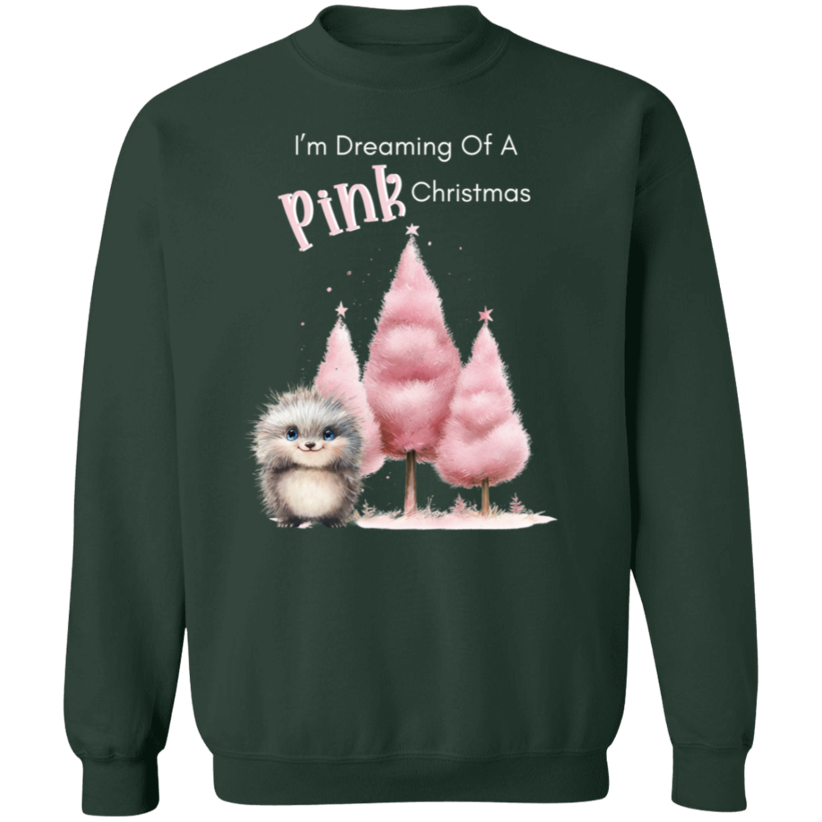 Dreaming Of A Pink Christmas, Porcupine, Ladies Soft Pullover Sweatshirt