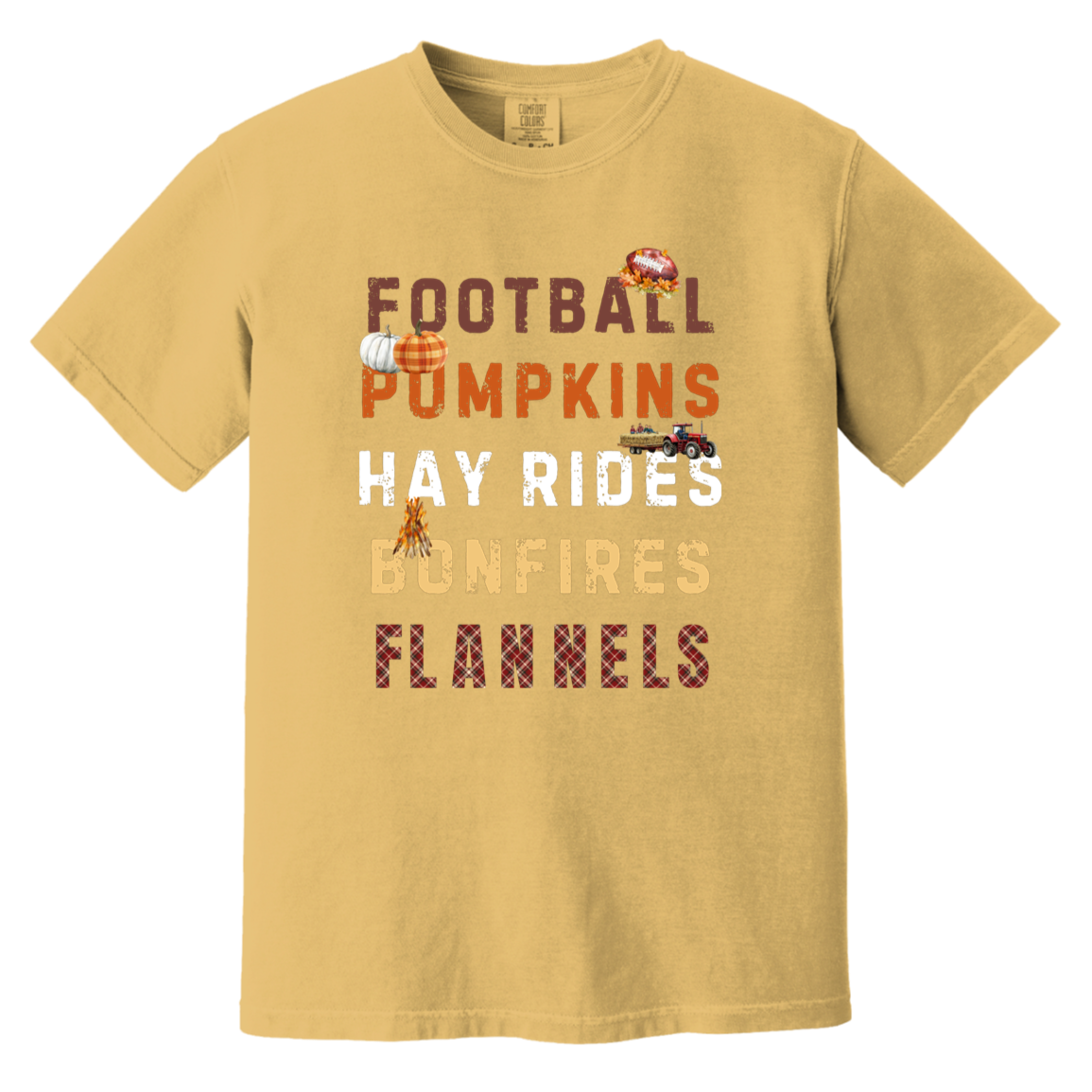 Football, Pumpkins Hayrides, Comfort Colors Fall Tshirt