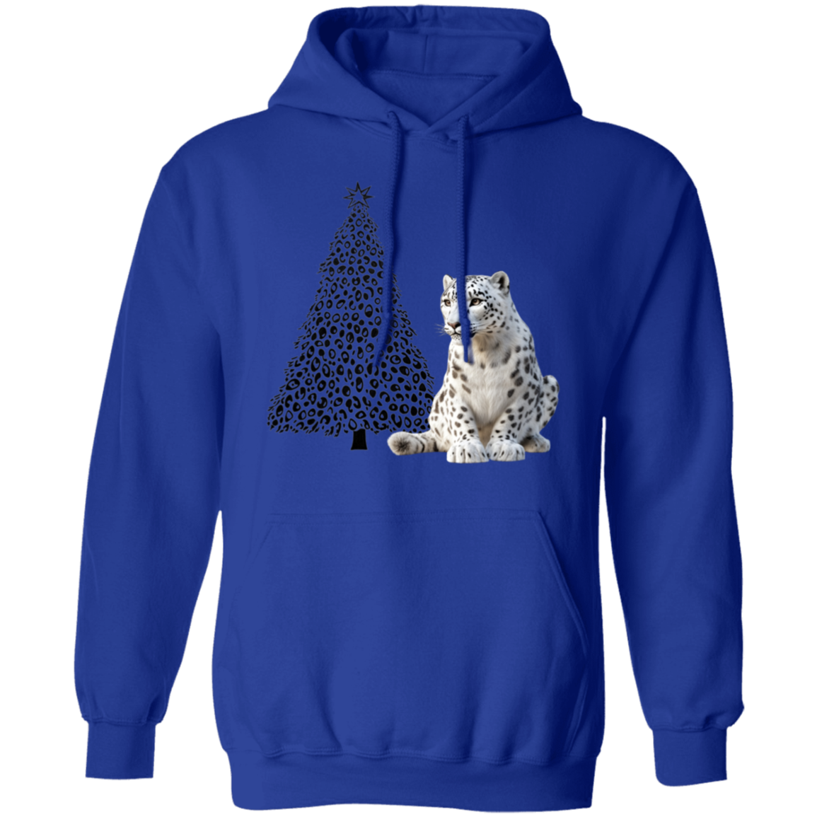 Leopard Print Christmas Tree with Snow Leopard CheetahPrint Ladies Cozy Hoodie