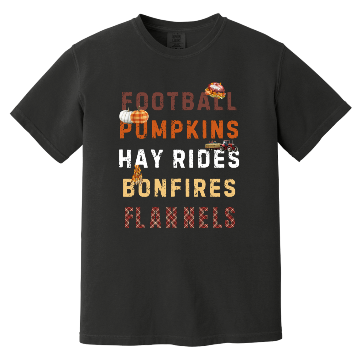 Football, Pumpkins Hayrides, Comfort Colors Fall Tshirt