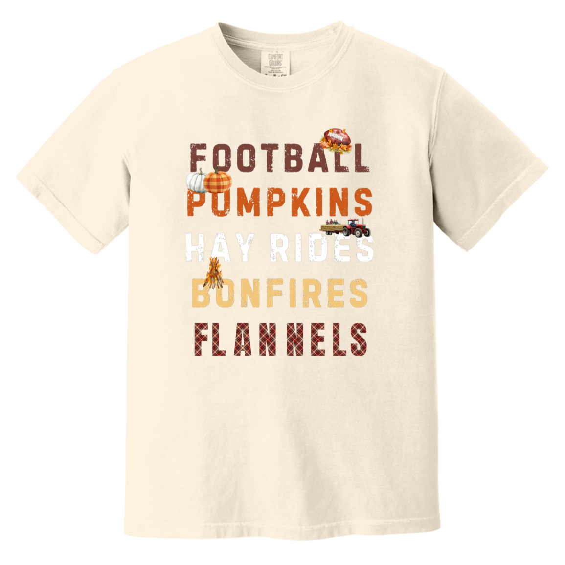 Football, Pumpkins Hayrides, Comfort Colors Fall Tshirt