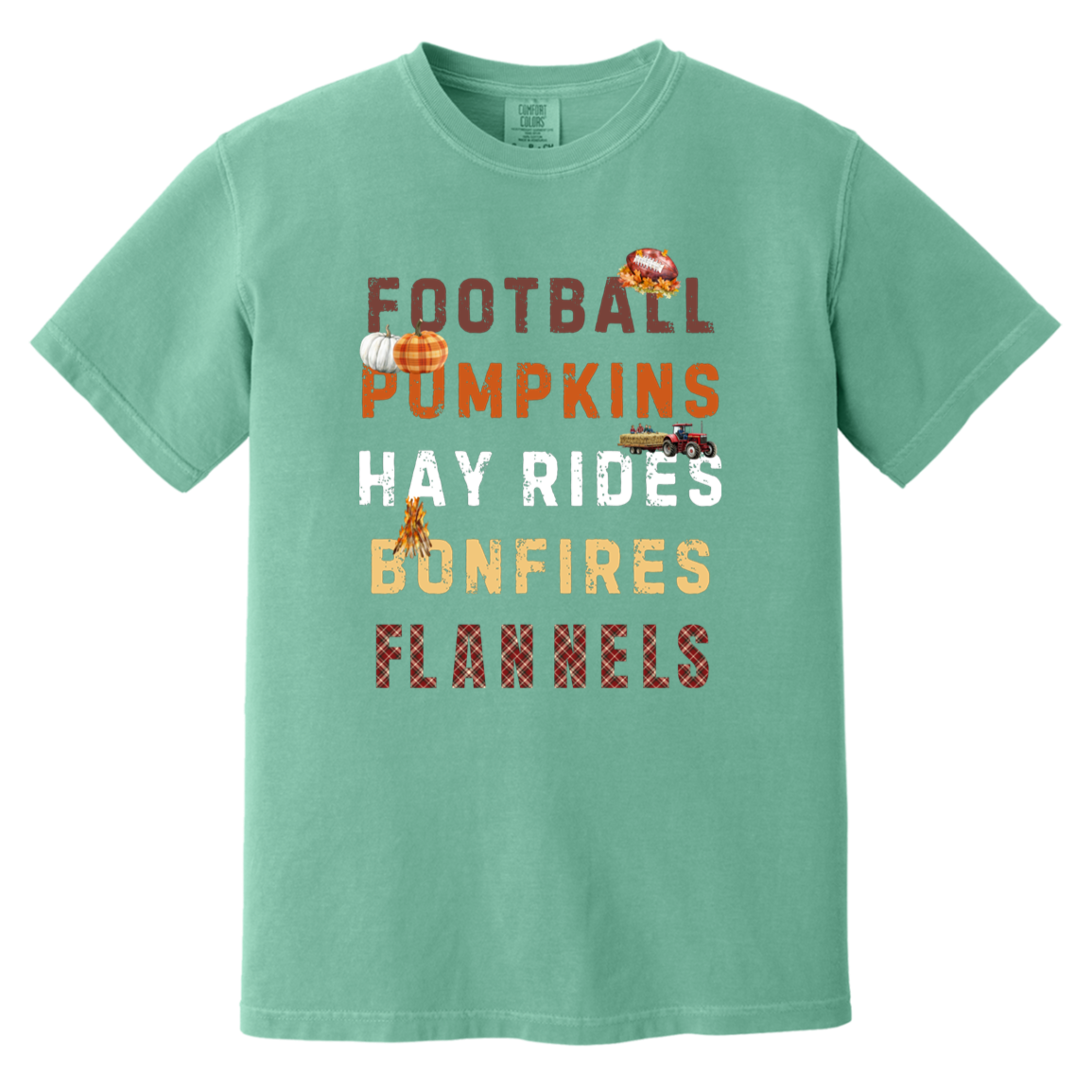 Football, Pumpkins Hayrides, Comfort Colors Fall Tshirt
