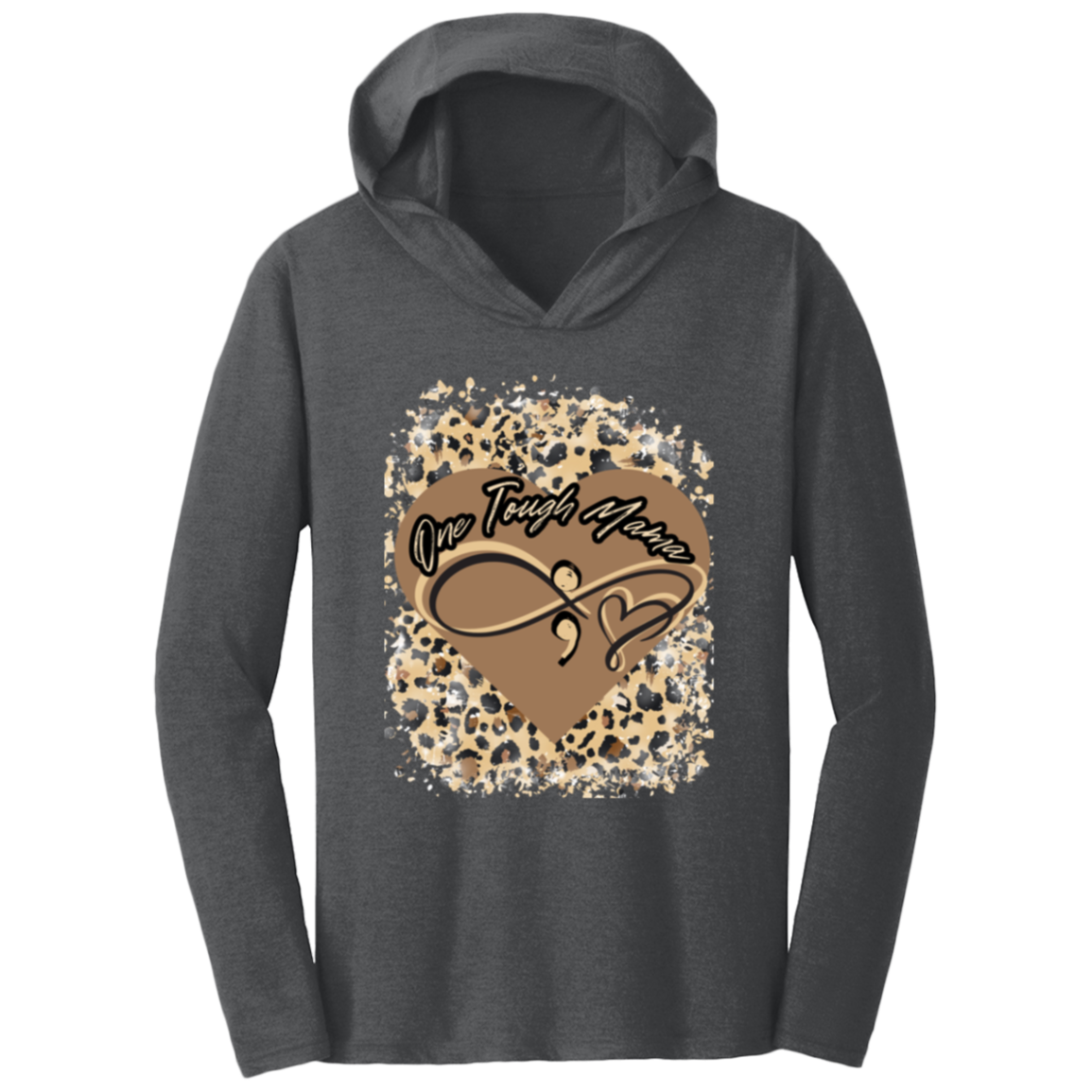 ONE TOUGH MAMA LEAPORD PRINT SOFT L/S HOODED LADIES TEE