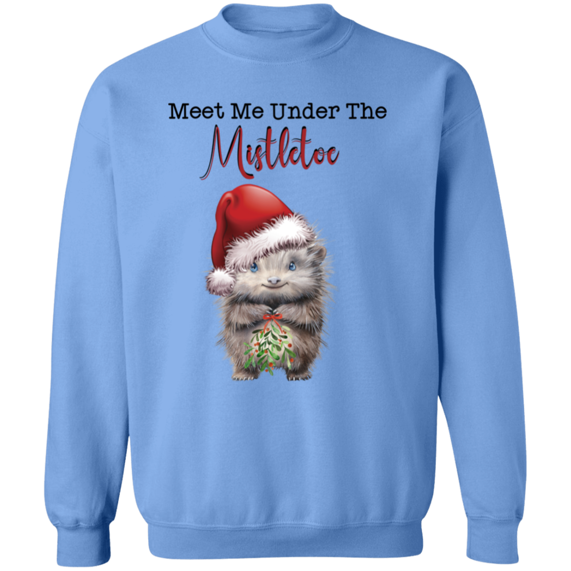 Meet Me Under the Mistletoe Blue Eyed Porcupine Ladies Soft Pullover Sweatshirt