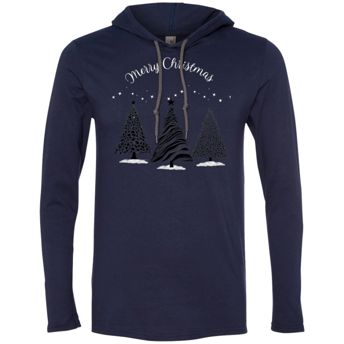 Merry Christmas Animal Print Trees With Snow Ladies Soft Long Sleeve T-Shirt Hoodie