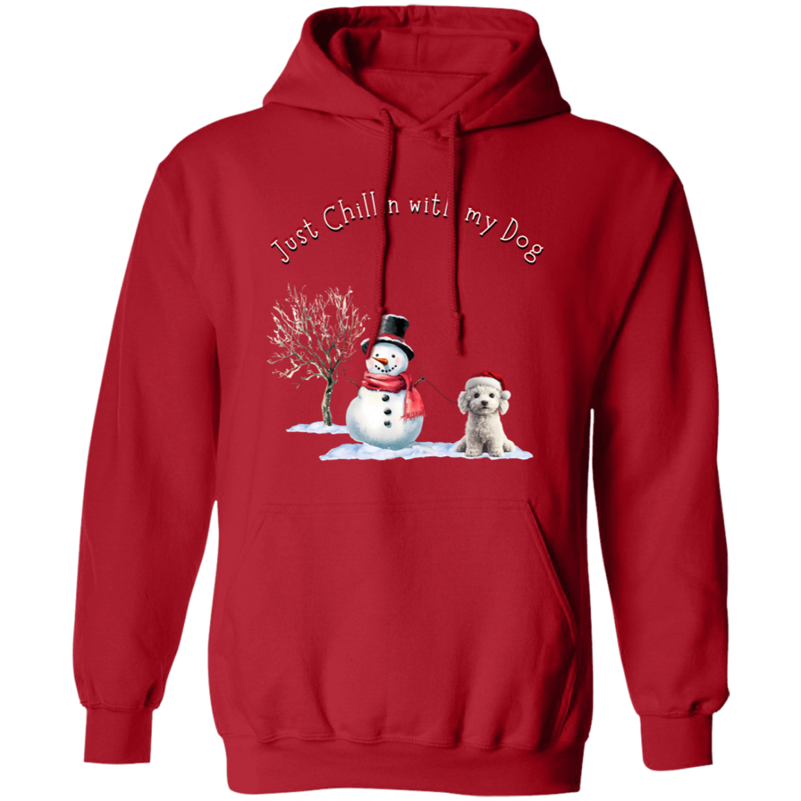 Just Chillin With my Dog Cute Snowman walking Dog, Ladies Cozy Pullover Hoodie