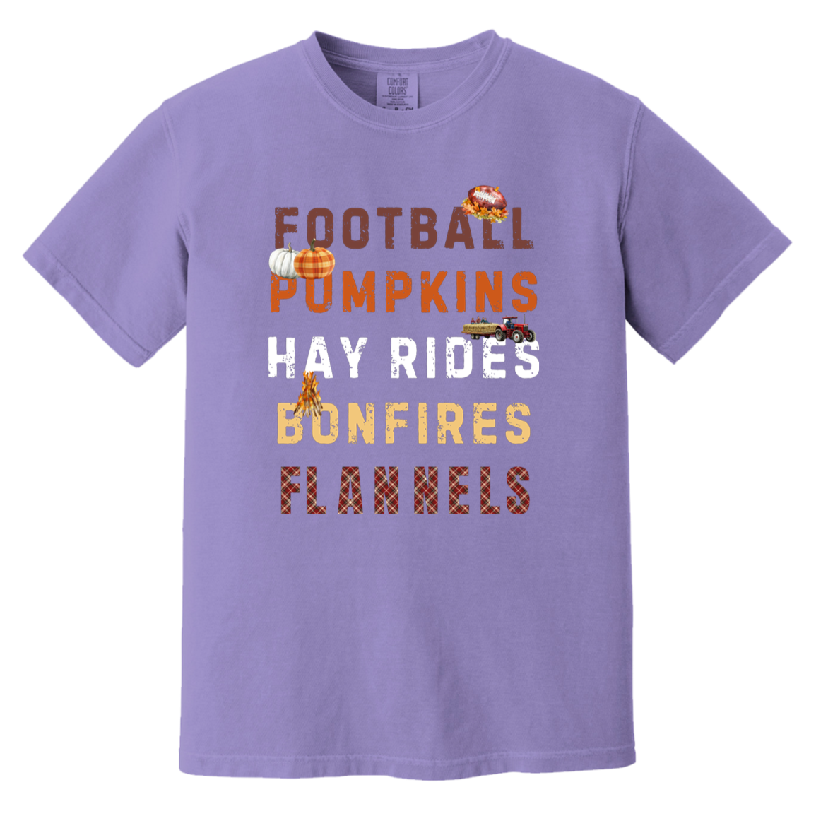 Football, Pumpkins Hayrides, Comfort Colors Fall Tshirt