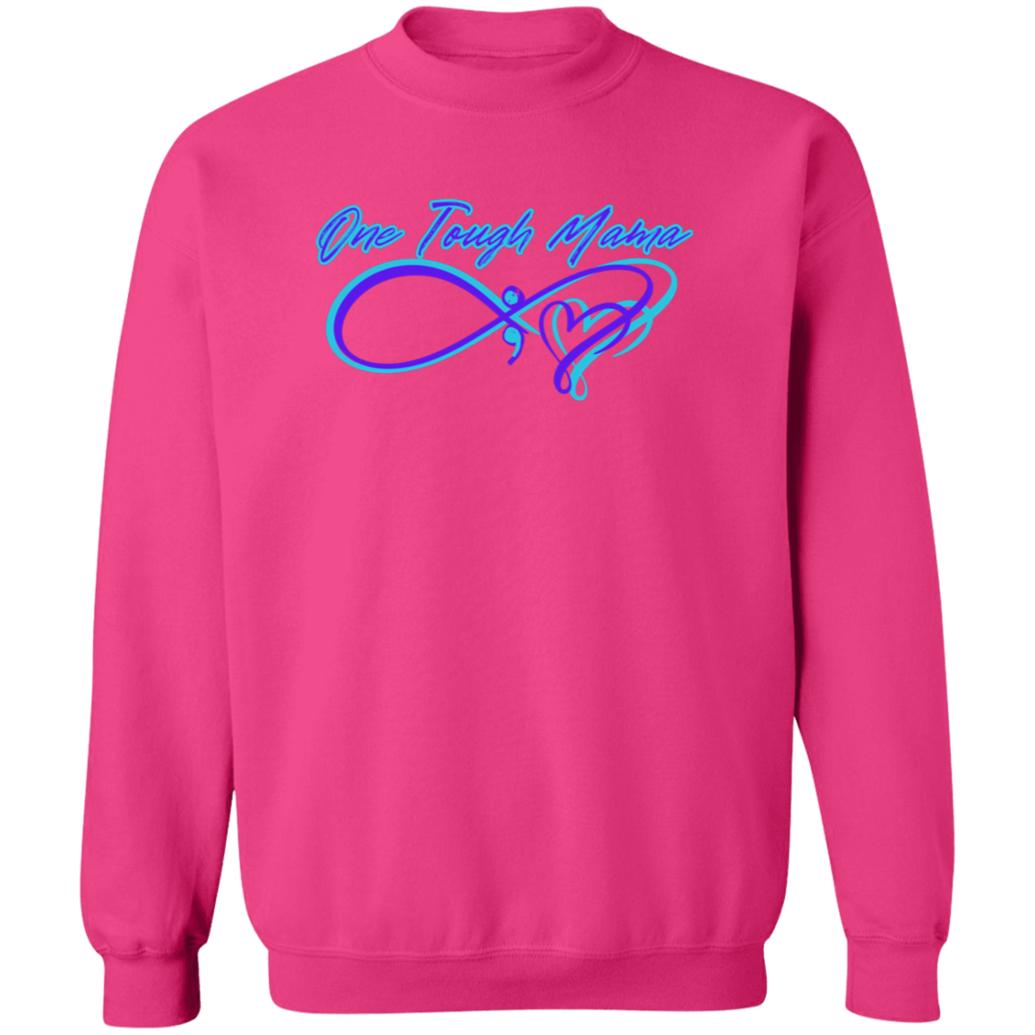 ONE TOUGH MAMA NEON BLUE LOGO LADIES SOFT SWEATSHIRT