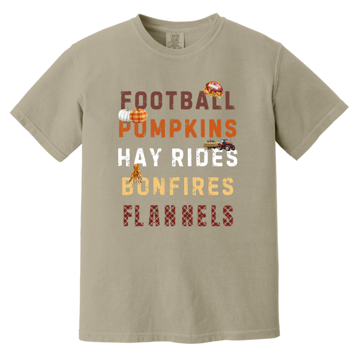 Football, Pumpkins Hayrides, Comfort Colors Fall Tshirt