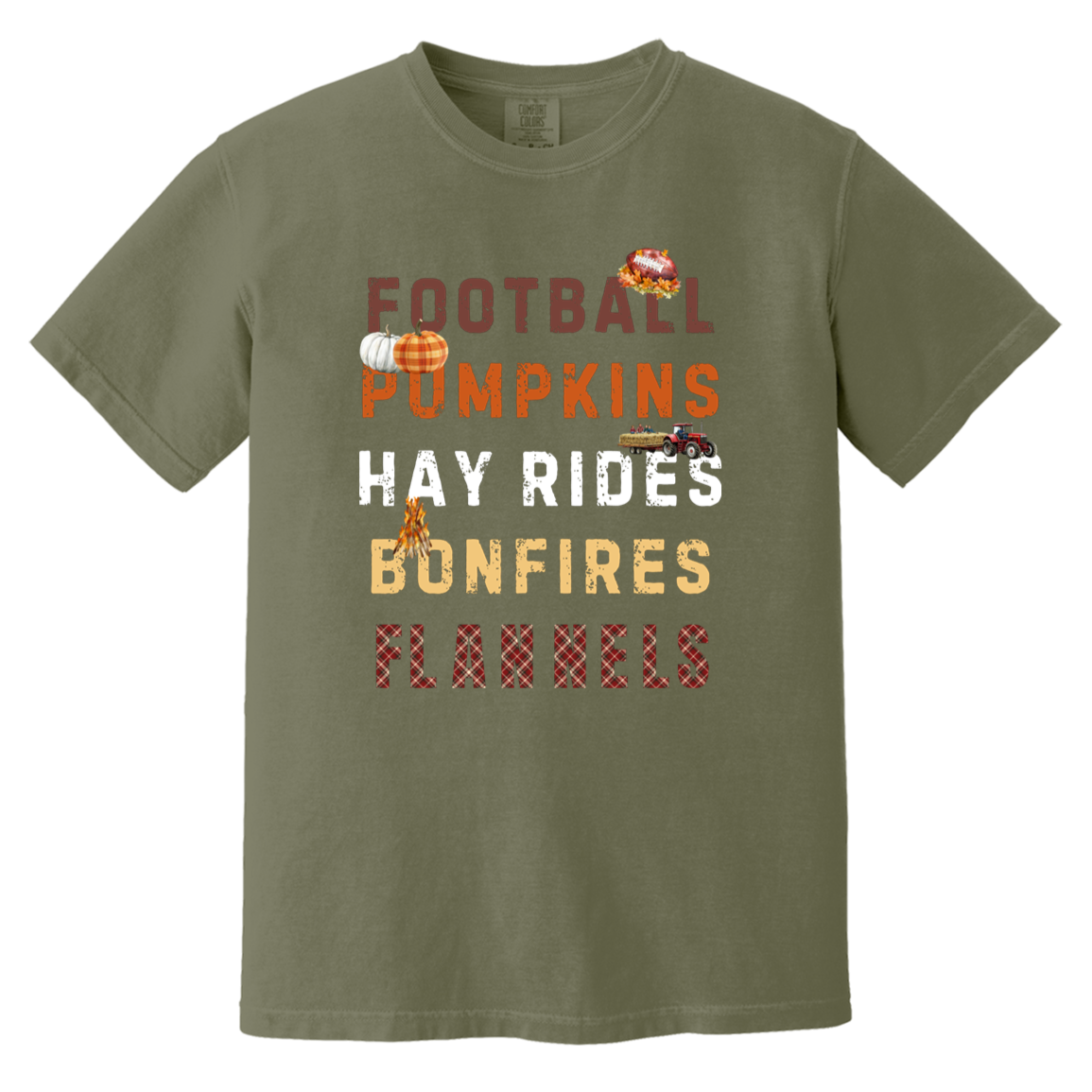 Football, Pumpkins Hayrides, Comfort Colors Fall Tshirt