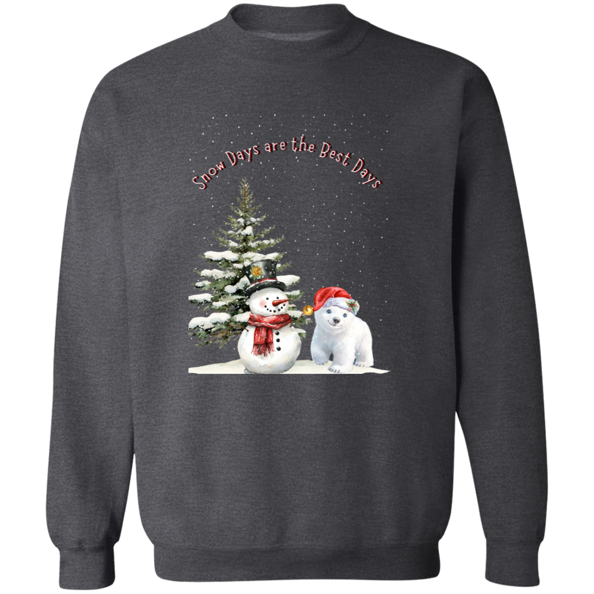 Snow Days Cute Jolly Snowman With Bear Cub Ladies Cozy Sweatshirt