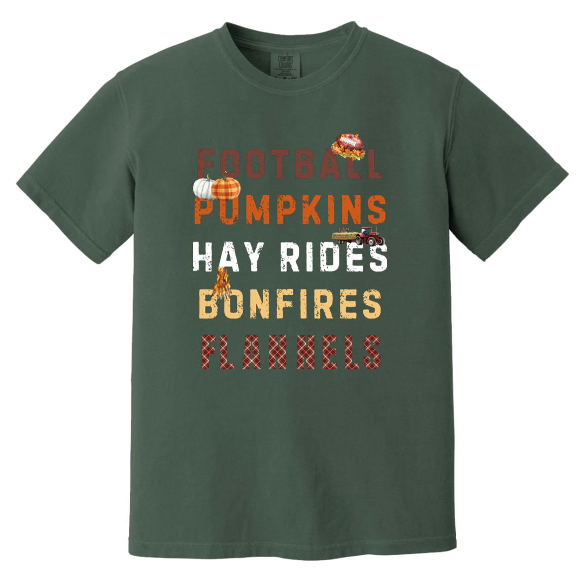 Football, Pumpkins Hayrides, Comfort Colors Fall Tshirt