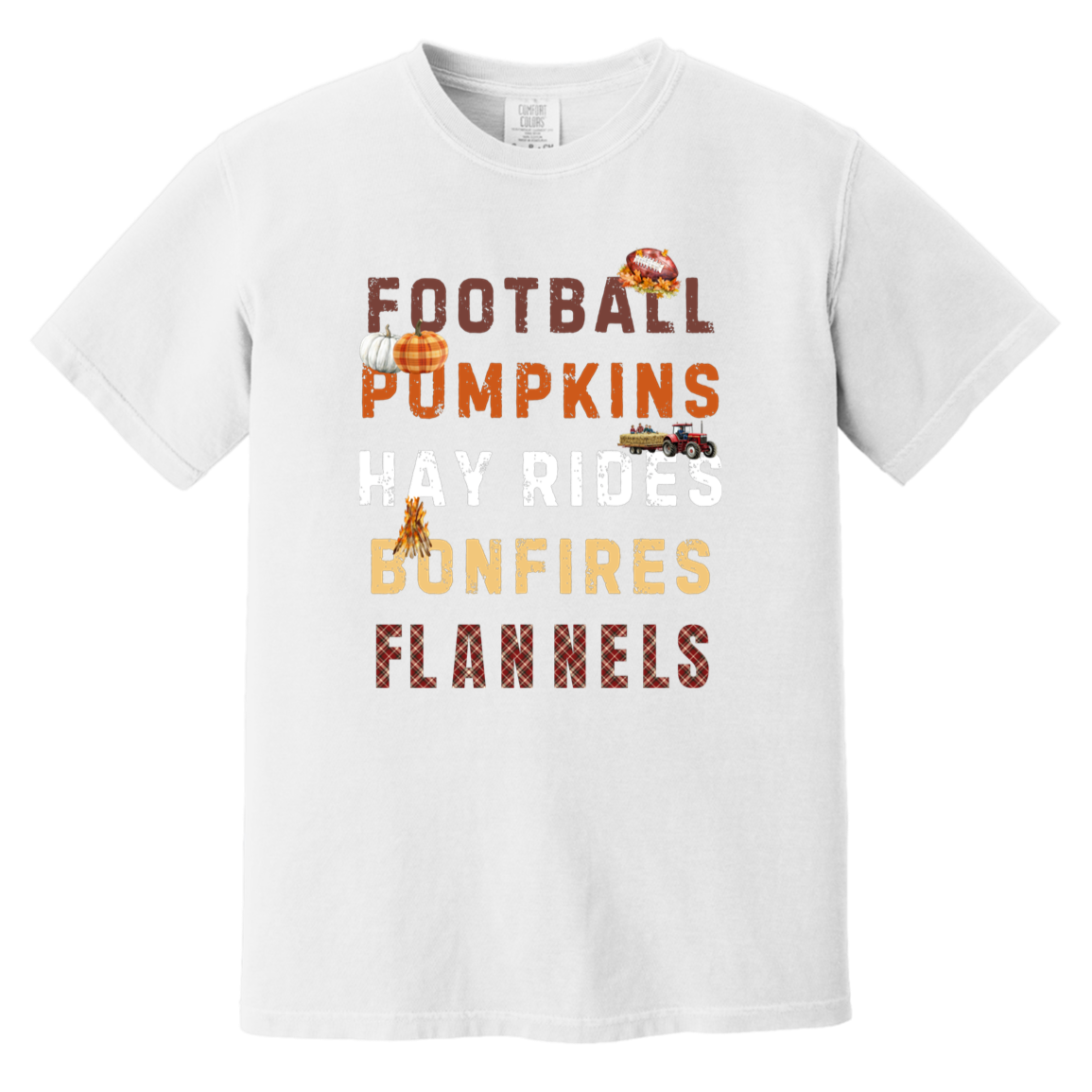 Football, Pumpkins Hayrides, Comfort Colors Fall Tshirt