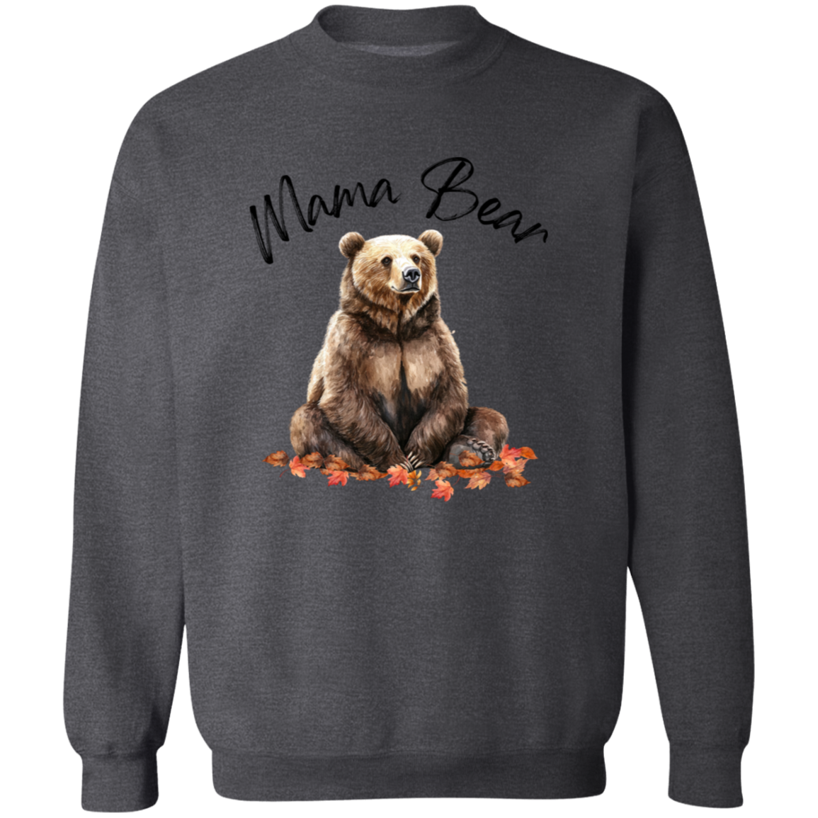 Mama Bear Sitting in Fall Leaves, Cozy Fall Sweatshirt, Choose your color