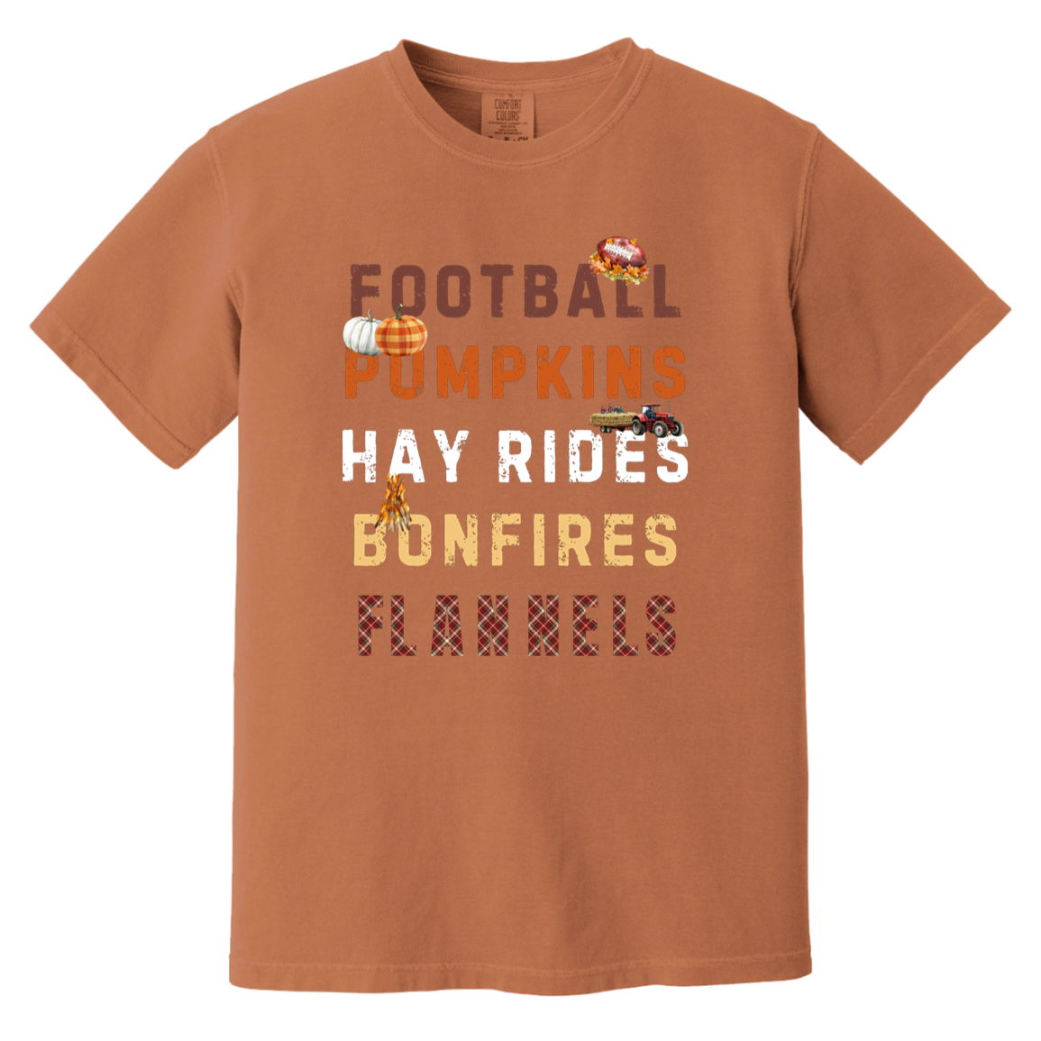 Football, Pumpkins Hayrides, Comfort Colors Fall Tshirt