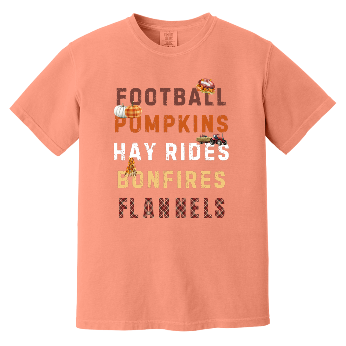 Football, Pumpkins Hayrides, Comfort Colors Fall Tshirt