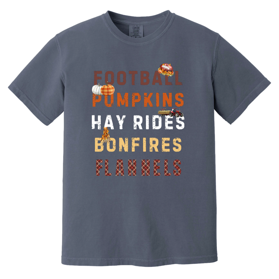 Football, Pumpkins Hayrides, Comfort Colors Fall Tshirt