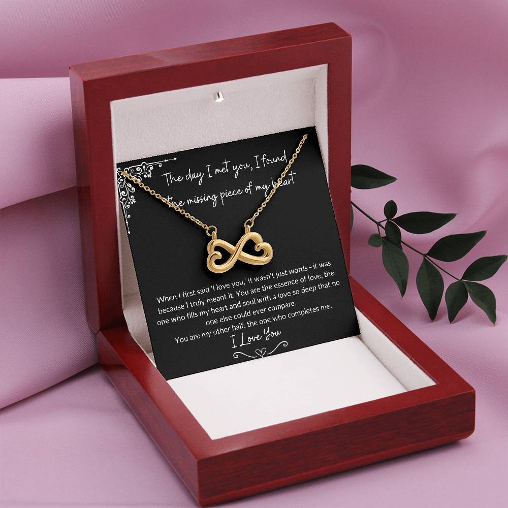 For Soulmate, Missing Piece Endless Love Double Heart Necklace