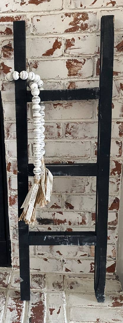 DISTRESSED, WOODEN BLACK DISPLAY LADDER