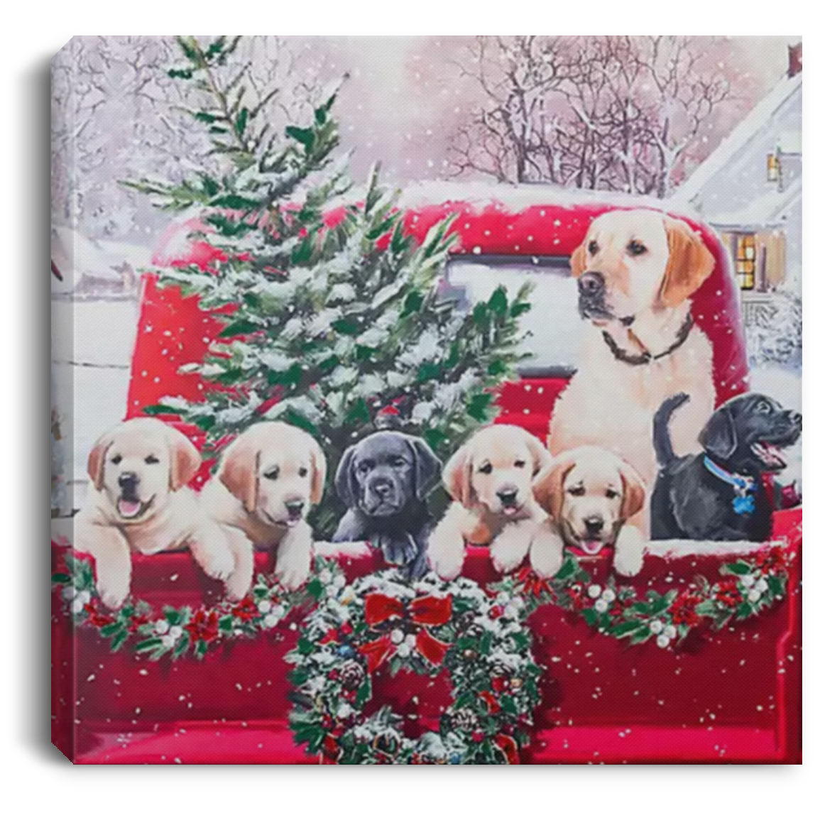 CANVAS LABS IN TRUCK A HOME FOR CHRISTMAS/ 3/4 INCH WRAPPED CANVAS