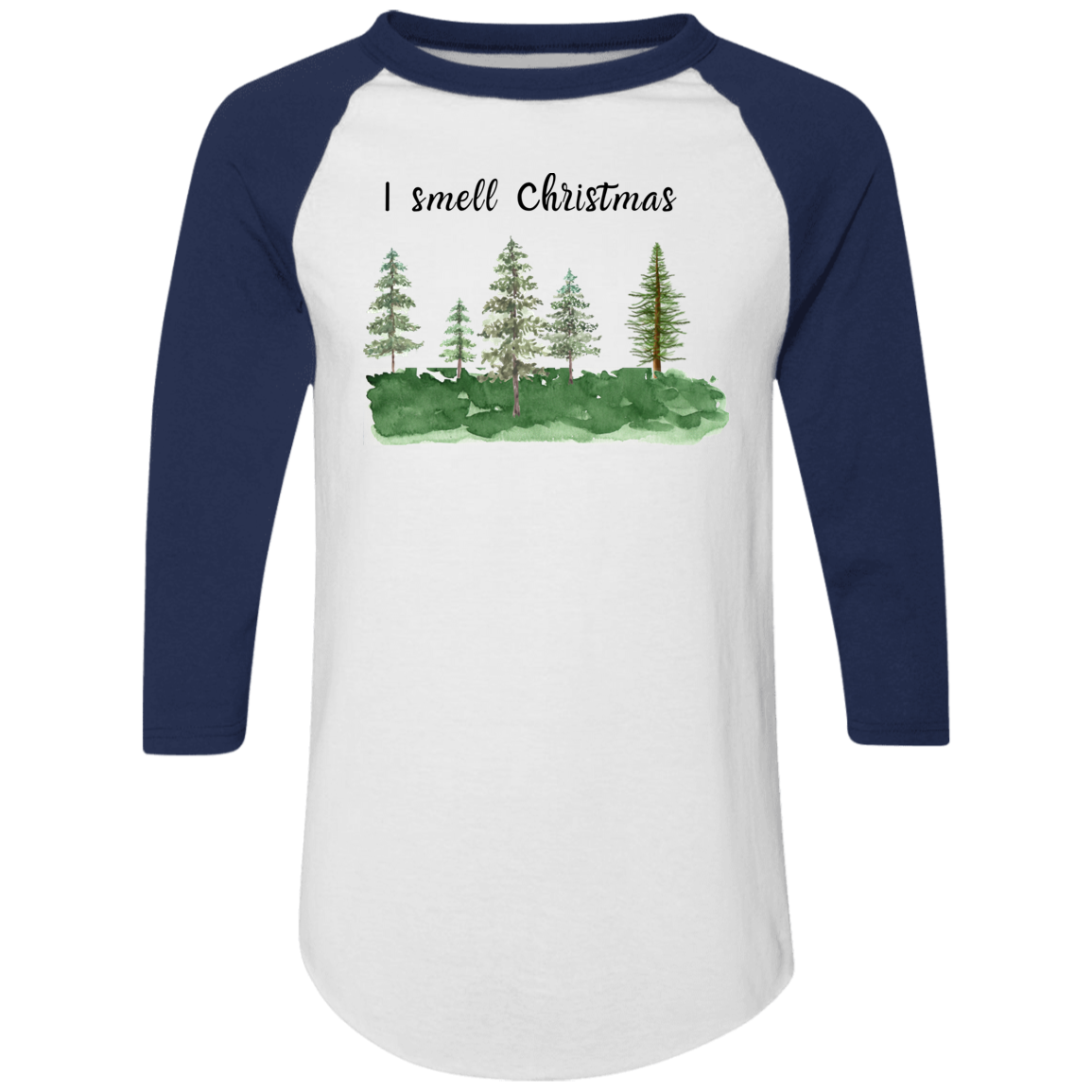 I SMELL CHRISTMAS/ UNISEX 3/4 SLEEVE COLORBLOCK JERSEY