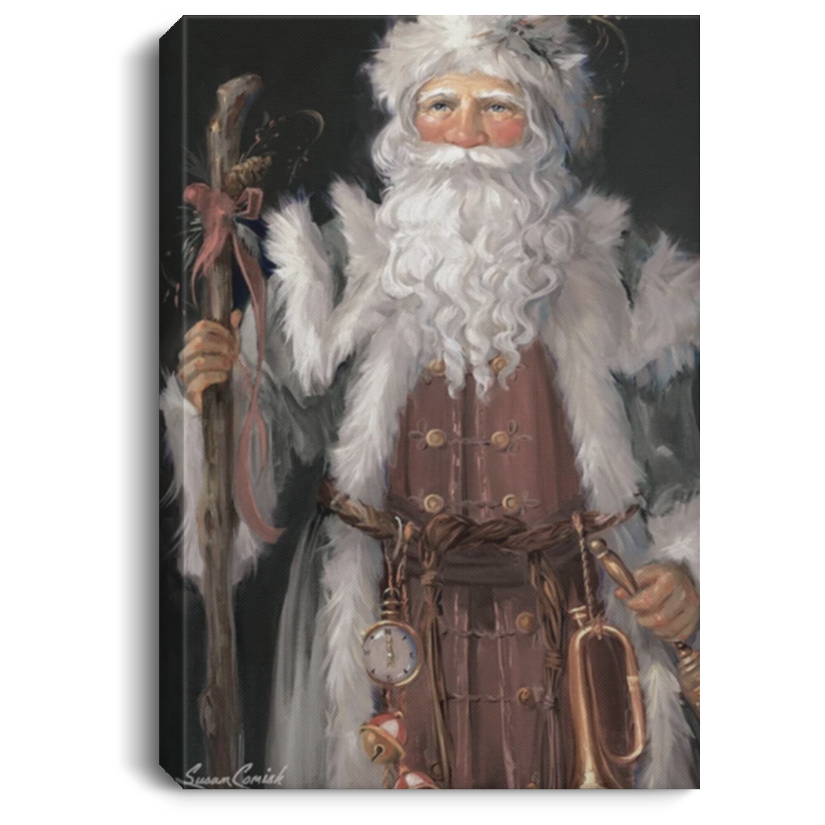 CANVAS SANTA BELL SANTA OLE SANTA / 3/4 INCH WRAPPED CANVAS