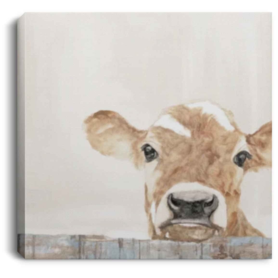 CANVAS COW FENCE WAITING / PREMIUM 3/4 INCH SQUARE WRAPPED CANVAS