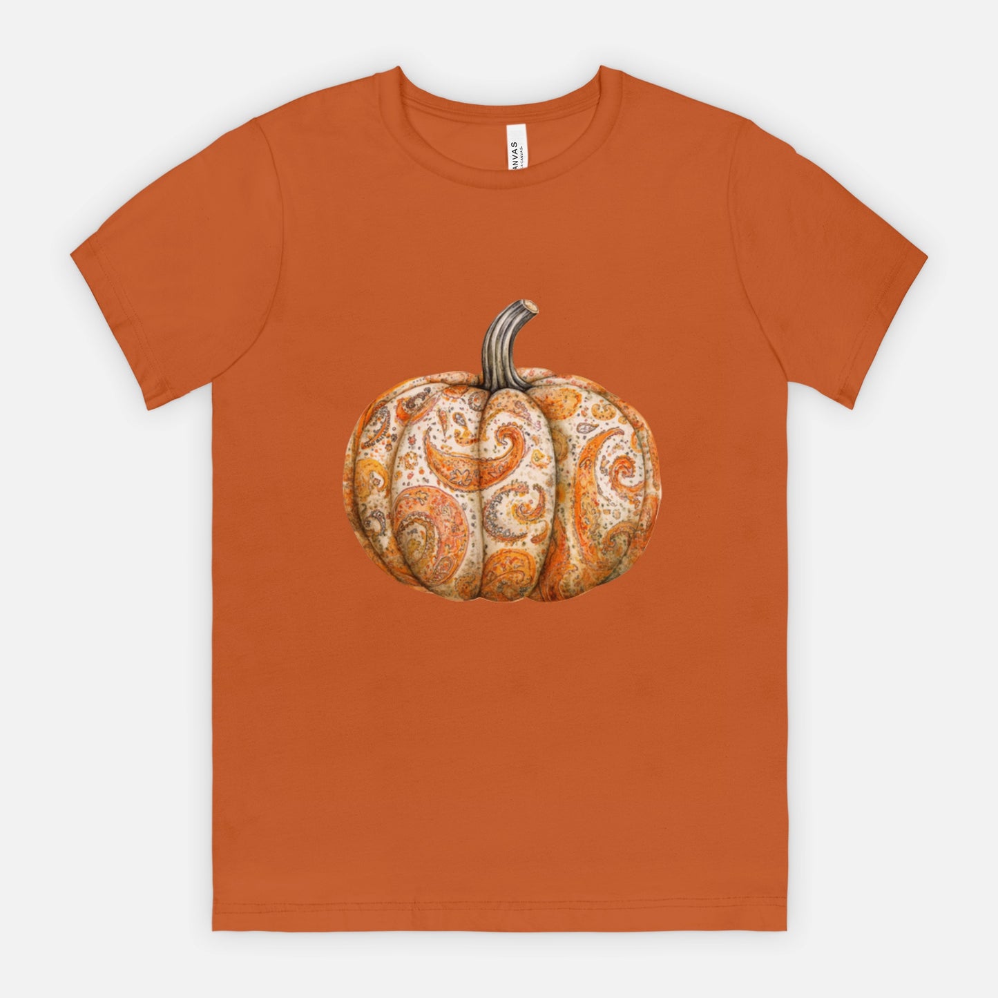 Ladies Elegant Paisley Pumpkin Tshirt Fall Colors Bella Canvas Tees