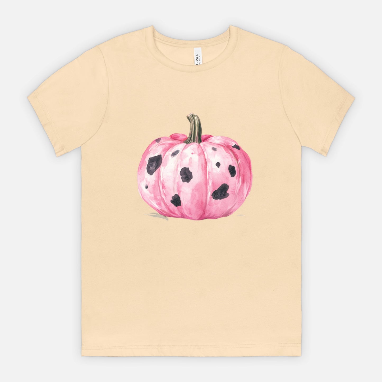 Ladies Soft Bella Canvas Cow Print Pumkin Fall Tshirt/ Multiple Color Choices