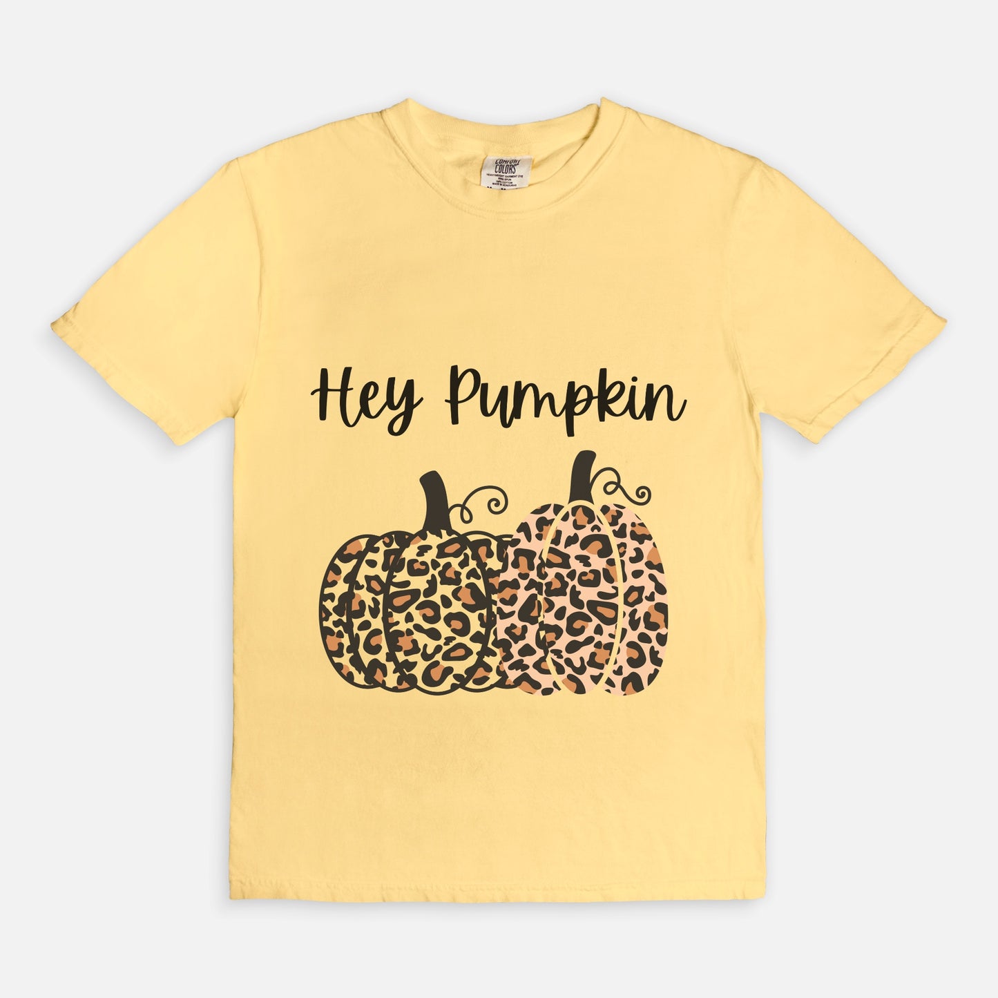 Hey Pumpkin, Elegant Leopard Print Pumpkin Ladies Soft Relaxed Comfort Colors Tshirt Fall October