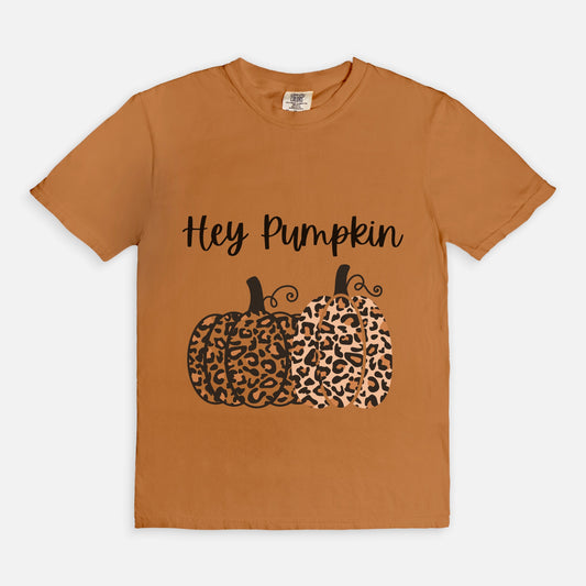 Hey Pumpkin, Elegant Leopard Print Pumpkin Ladies Soft Relaxed Comfort Colors Tshirt Fall October