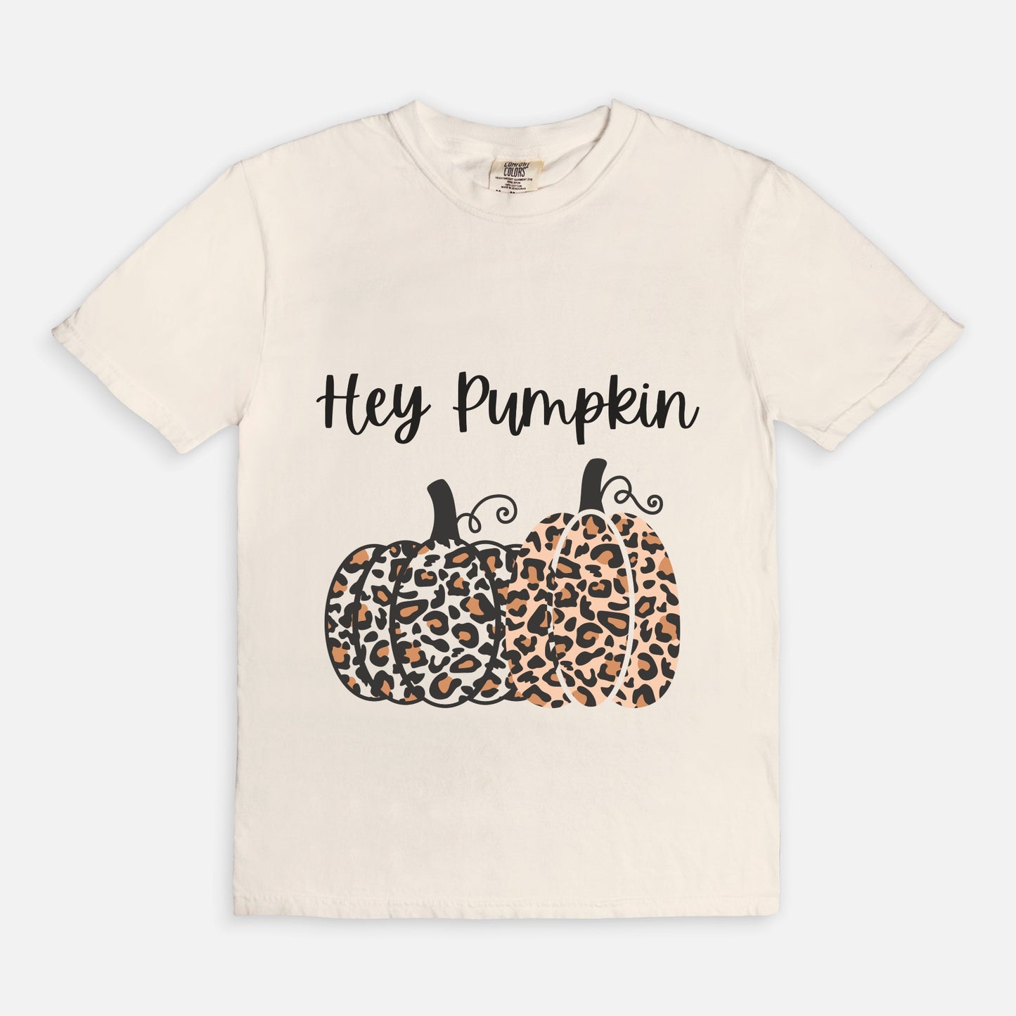 Hey Pumpkin, Elegant Leopard Print Pumpkin Ladies Soft Relaxed Comfort Colors Tshirt Fall October