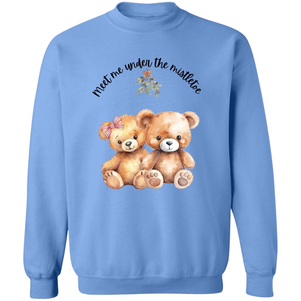 Teddy Bear Mistletoe Adorable Ladies Sweatshirt