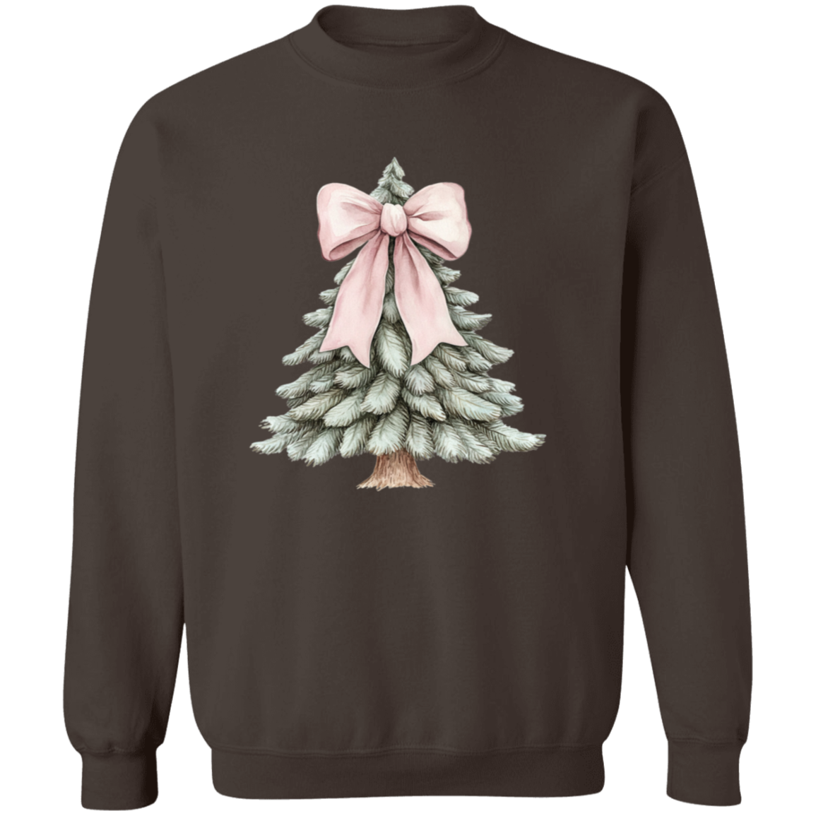 Cute Pink Croquette Bow Christmas Tree Sweatshirt