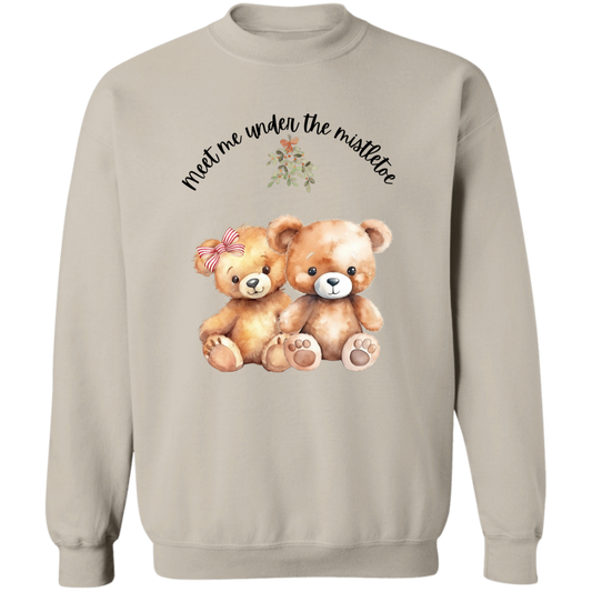 Teddy Bear Mistletoe Adorable Ladies Sweatshirt