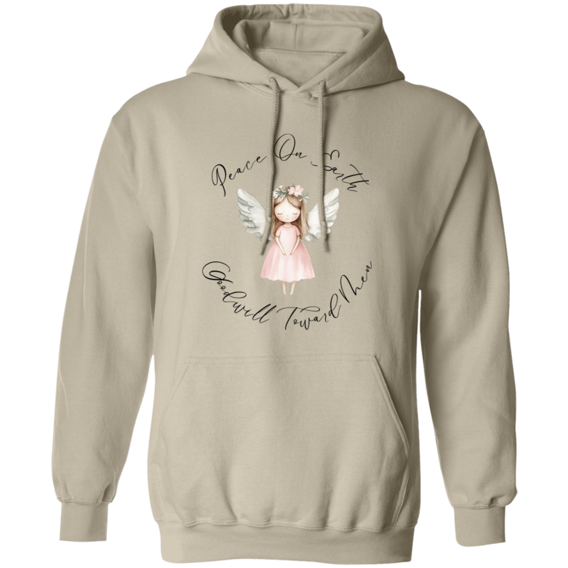 Goodwill Toward Men Peace On Earth, Sweet Angel Ladied Cozy Hoodie