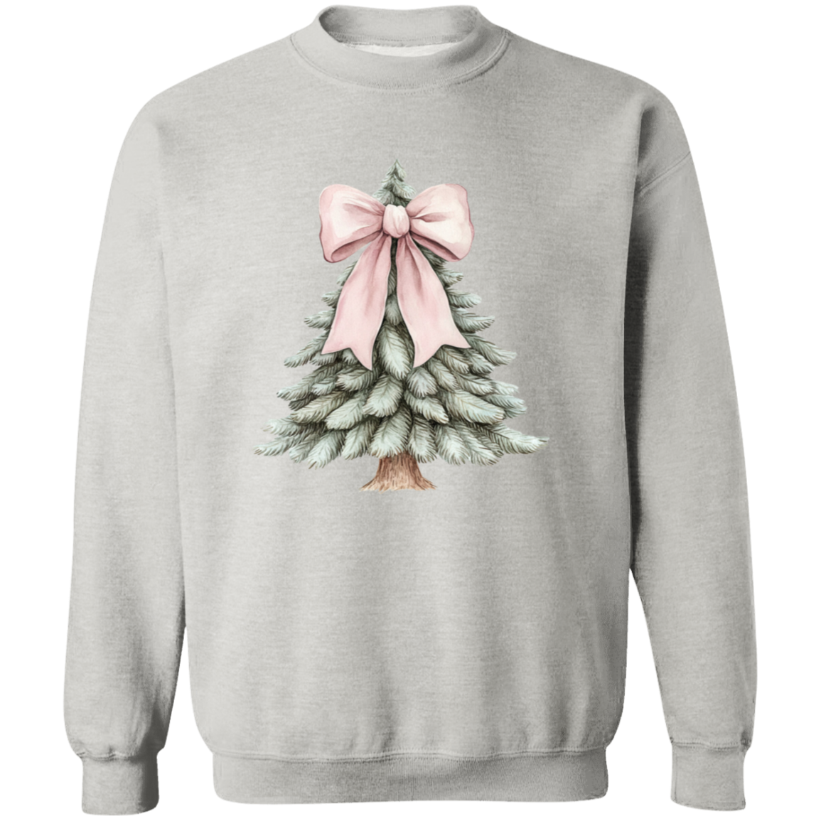 Cute Pink Croquette Bow Christmas Tree Sweatshirt