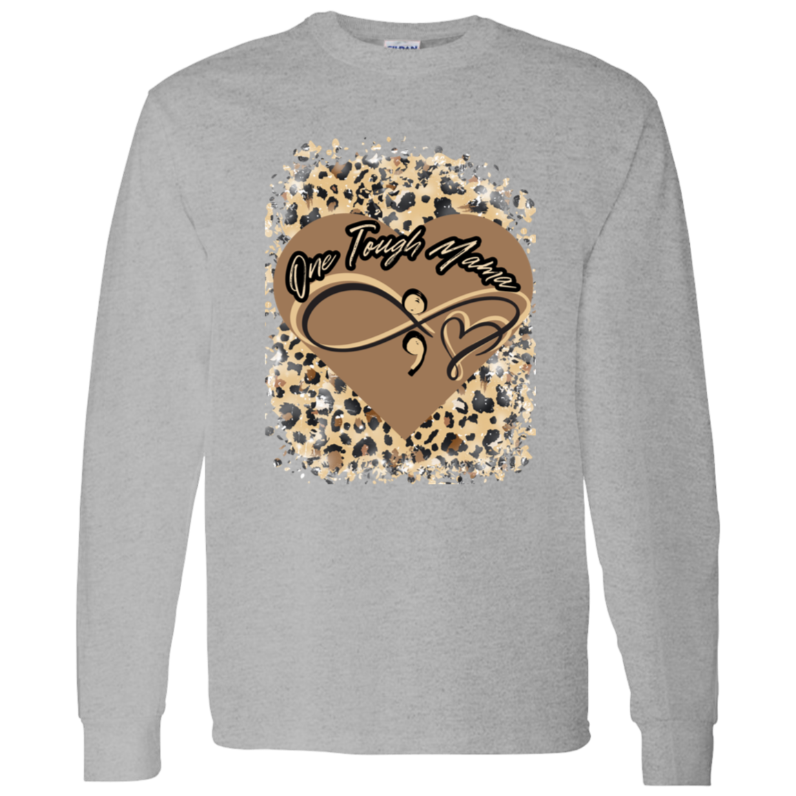 ONE TOUGH MAMA LEAPORD PRINT LADIES L/S TSHIRT