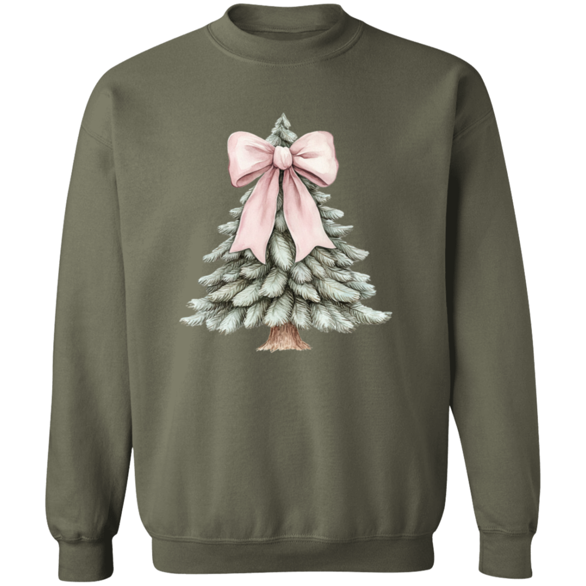 Cute Pink Croquette Bow Christmas Tree Sweatshirt