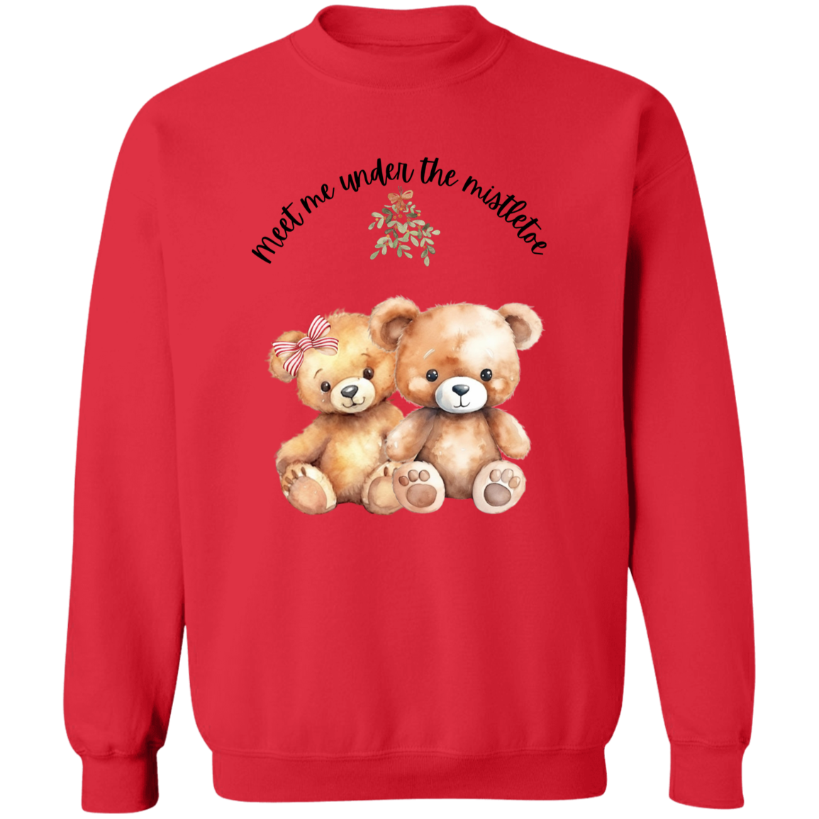 Teddy Bear Mistletoe Adorable Ladies Sweatshirt