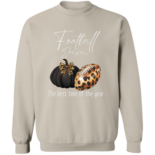 Football Season Leopard Print Pumpkin/Best Time of the Year Pullover Sweatshirt in Cool Fall Colors