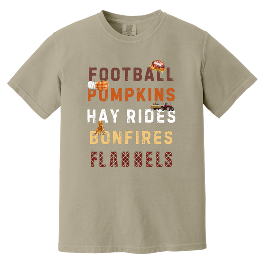Football, Pumpkins Hayrides, Comfort Colors Fall Tshirt
