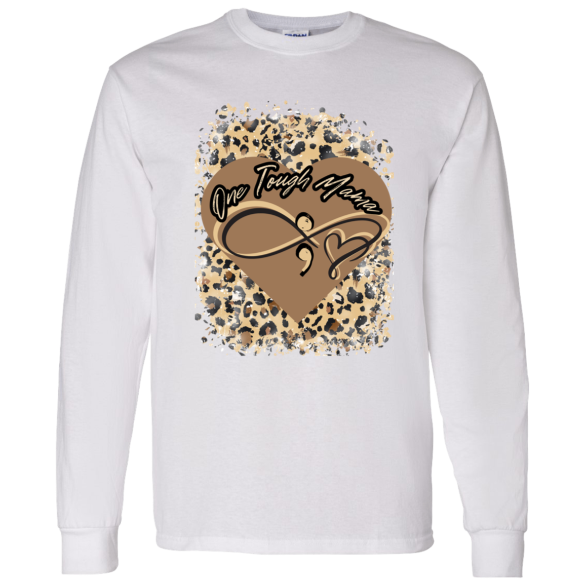 ONE TOUGH MAMA LEAPORD PRINT LADIES L/S TSHIRT