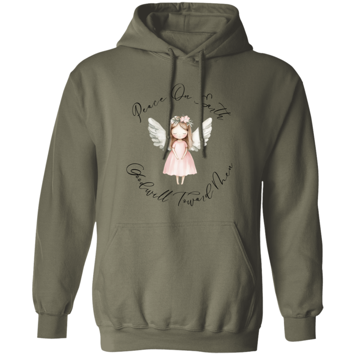 Goodwill Toward Men Peace On Earth, Sweet Angel Ladied Cozy Hoodie