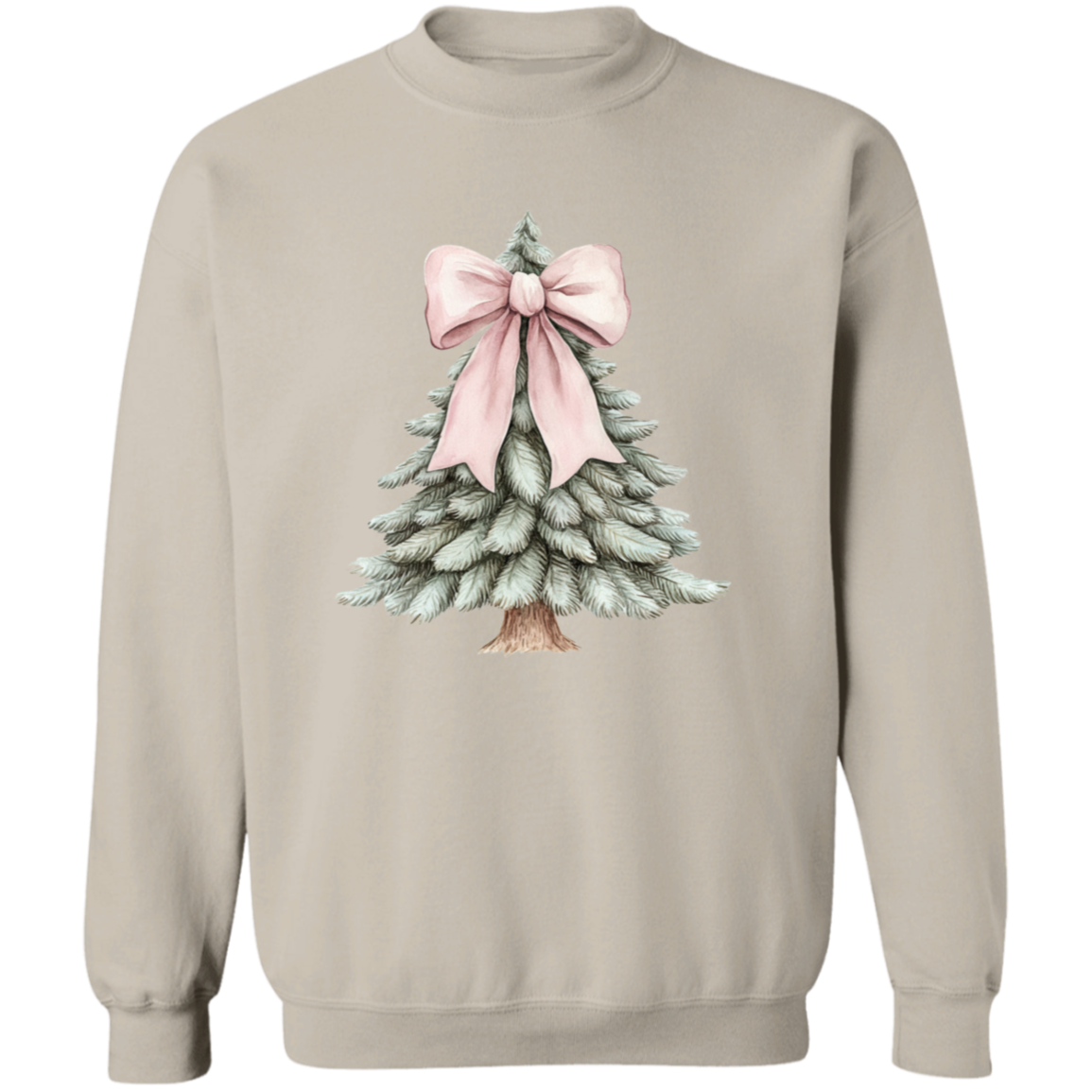 Cute Pink Croquette Bow Christmas Tree Sweatshirt