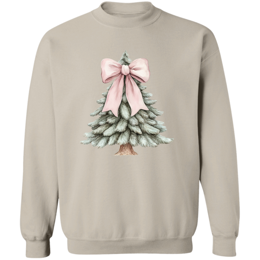 Cute Pink Croquette Bow Christmas Tree Sweatshirt