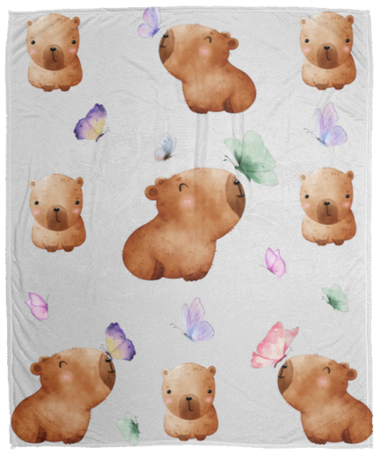 CAPYBARAS & BUTTERFLIES SOFT COZY 50x60 FLEECE BLANKET