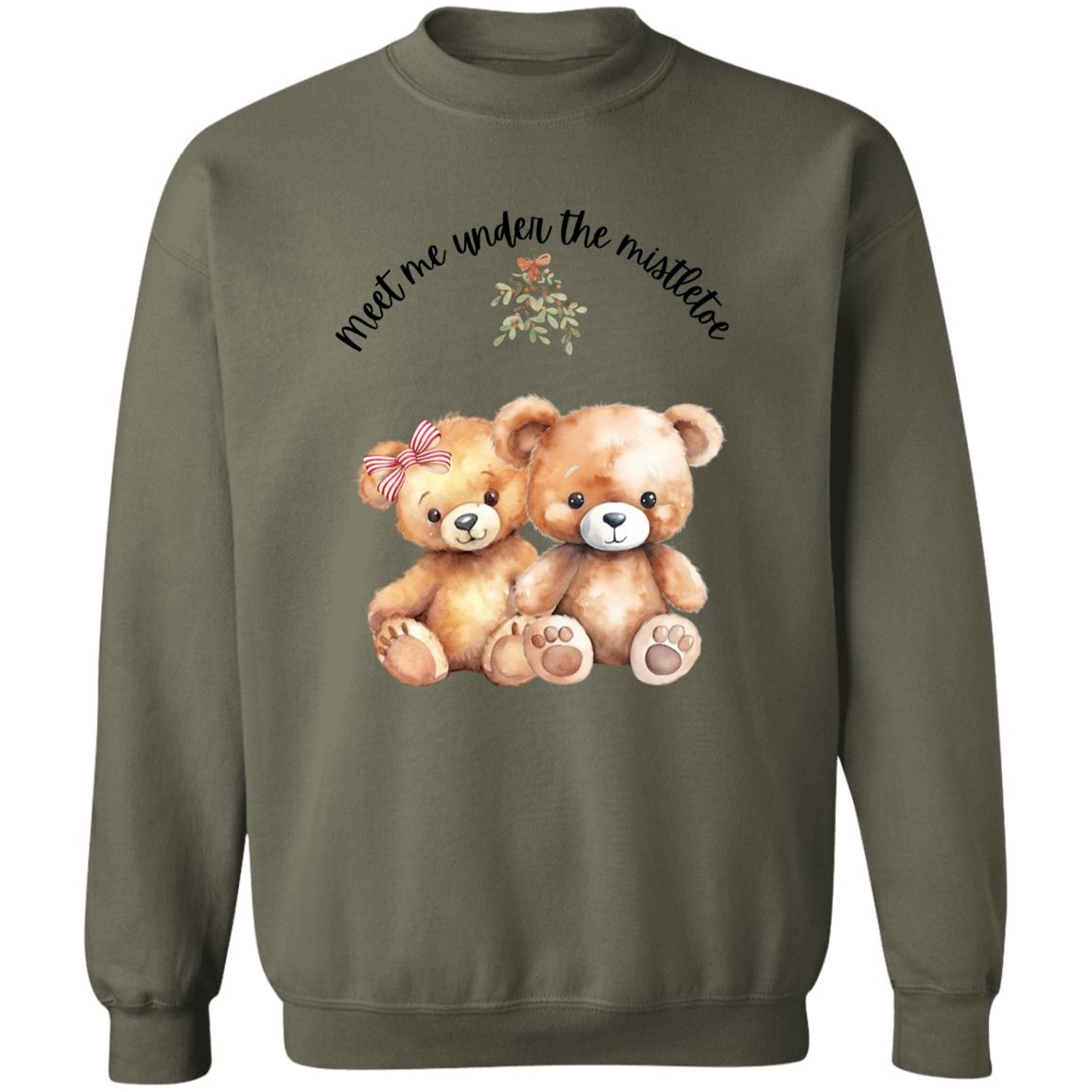 Teddy Bear Mistletoe Adorable Ladies Sweatshirt