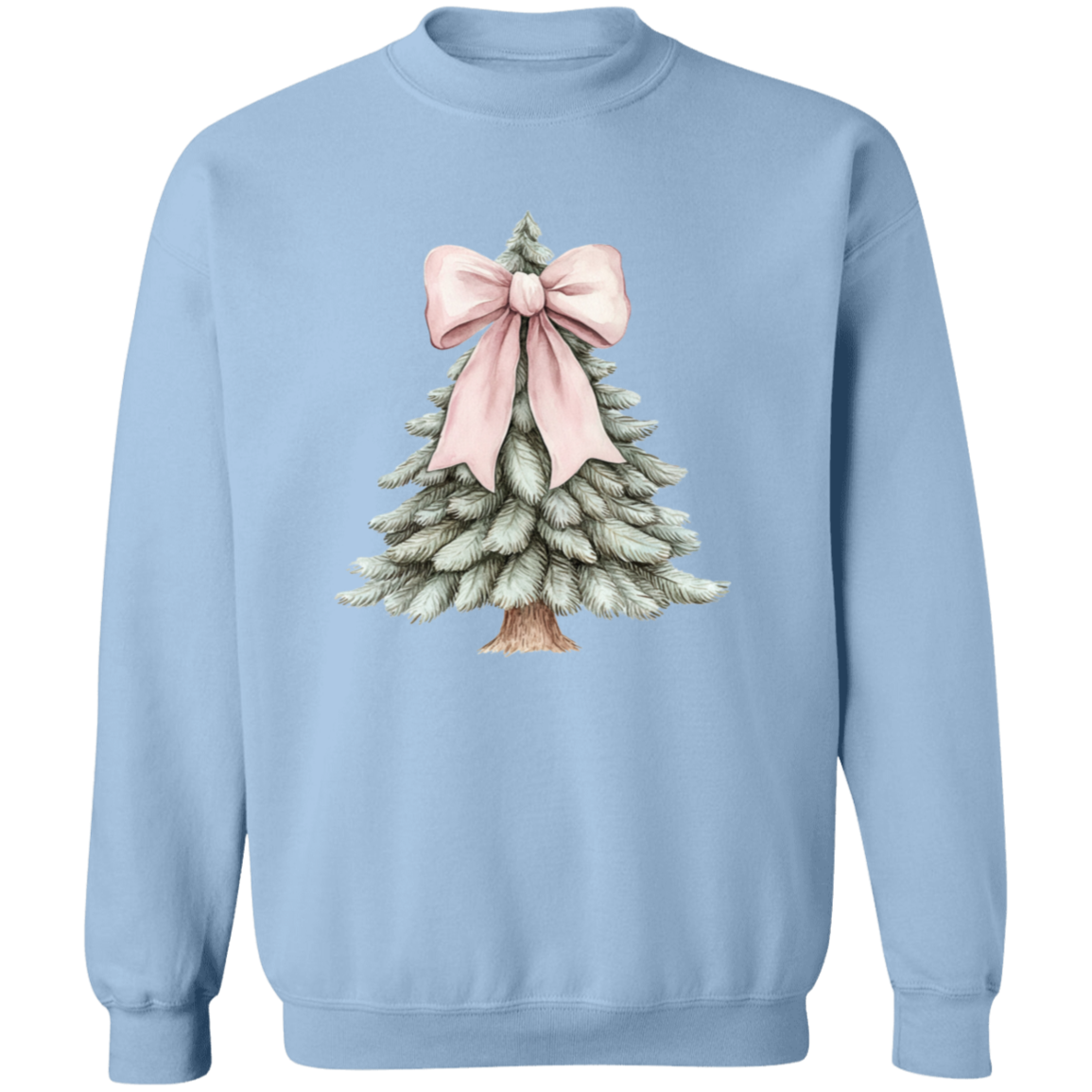 Cute Pink Croquette Bow Christmas Tree Sweatshirt